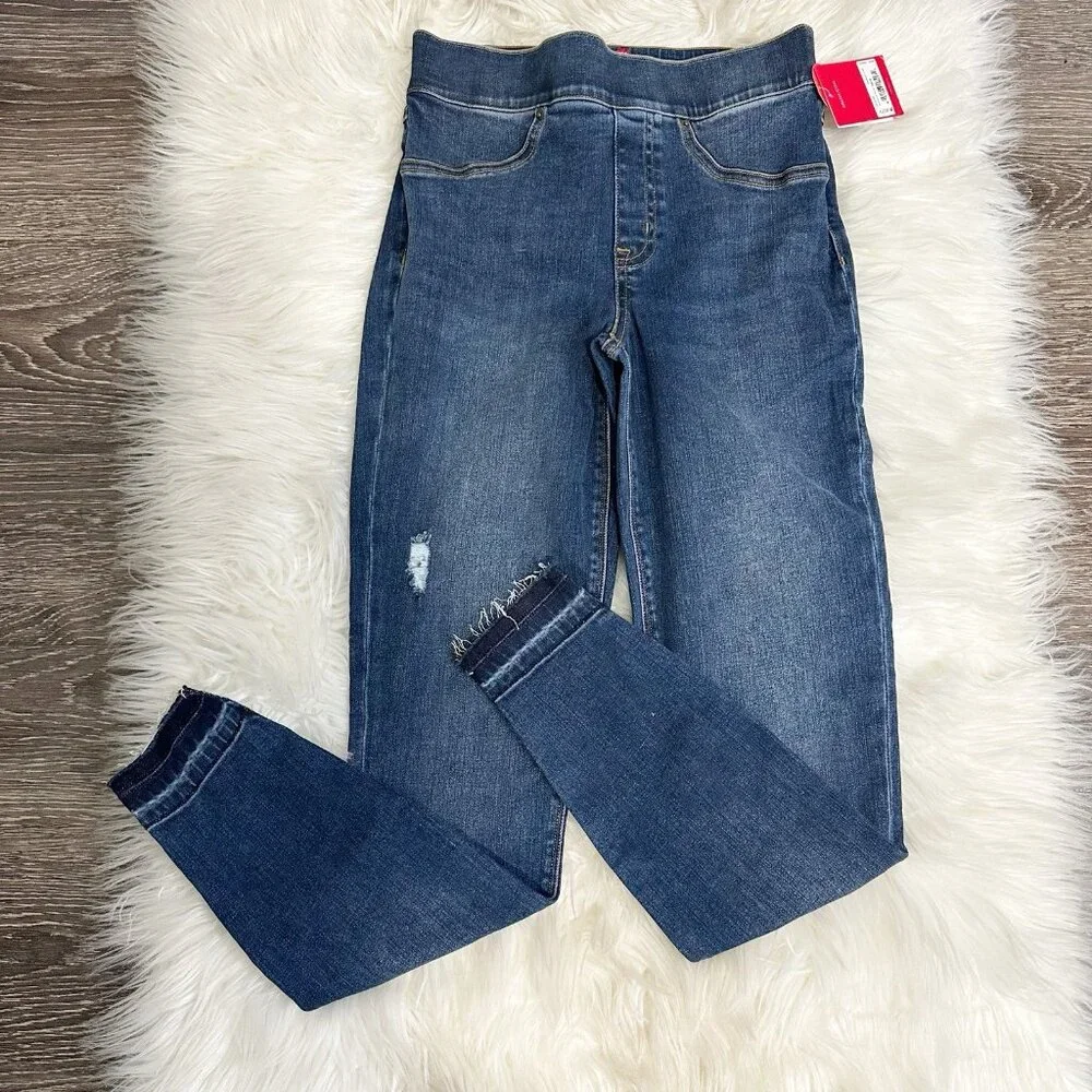 NWT SPANX Womens Distressed‎ Denim Legging Jean Size XS Pull On Shapewear